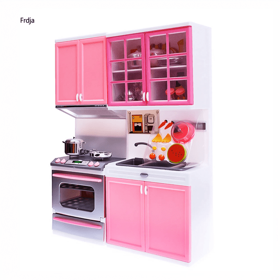 Fridja Mini Kids Kitchen Pretend Play Cooking Set Cabinet Stove Girls Toy, 12.5 x 9.5 x 3 inch