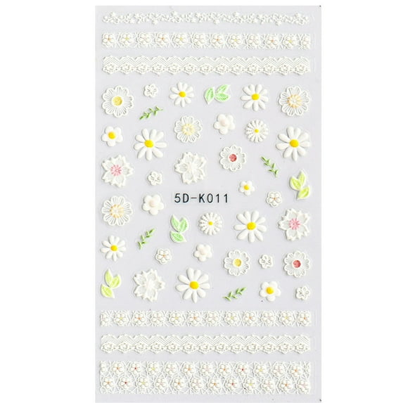 Fridja Nail Art Embossed Sticker 5d Three-dimensional Hollow White Lace Butterfly Flower Nail Applique
