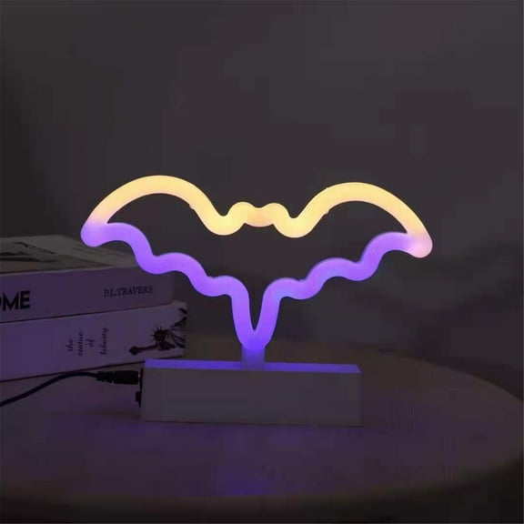 Fridja Neon LED Bat Lights Signs Night Lights Desk Table Lamp Halloween Wall Decor Halloween Decorations