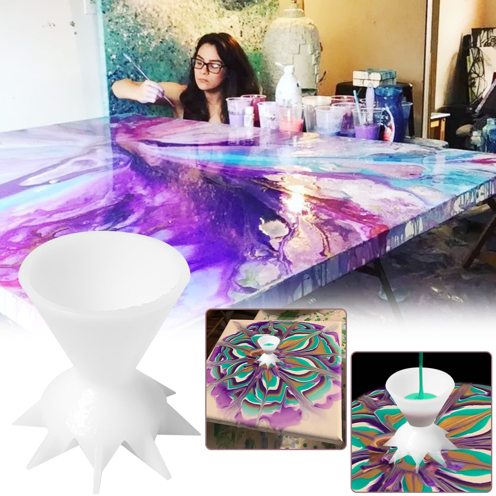 Fridja Paint Pour Split Cup Mini 7Leg Funnel Split Cup for Acrylic Paint Pouring DIY Painting