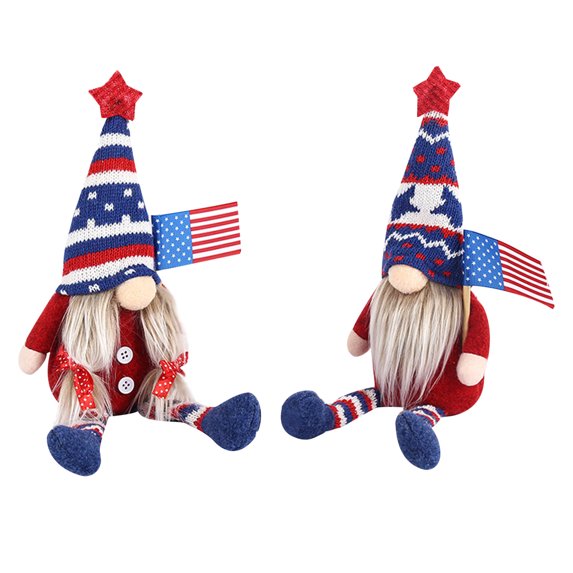 Fridja Patriotic Gnome Doll Dwarf Plush Doll with Stick Flag for 4th of July Gift Ornaments, American Home Table Gnomes Decor