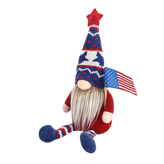 Fridja Patriotic Gnome Doll Dwarf Plush Doll with Stick Flag for 4th of July Gift Ornaments, American Home Table Gnomes Decor