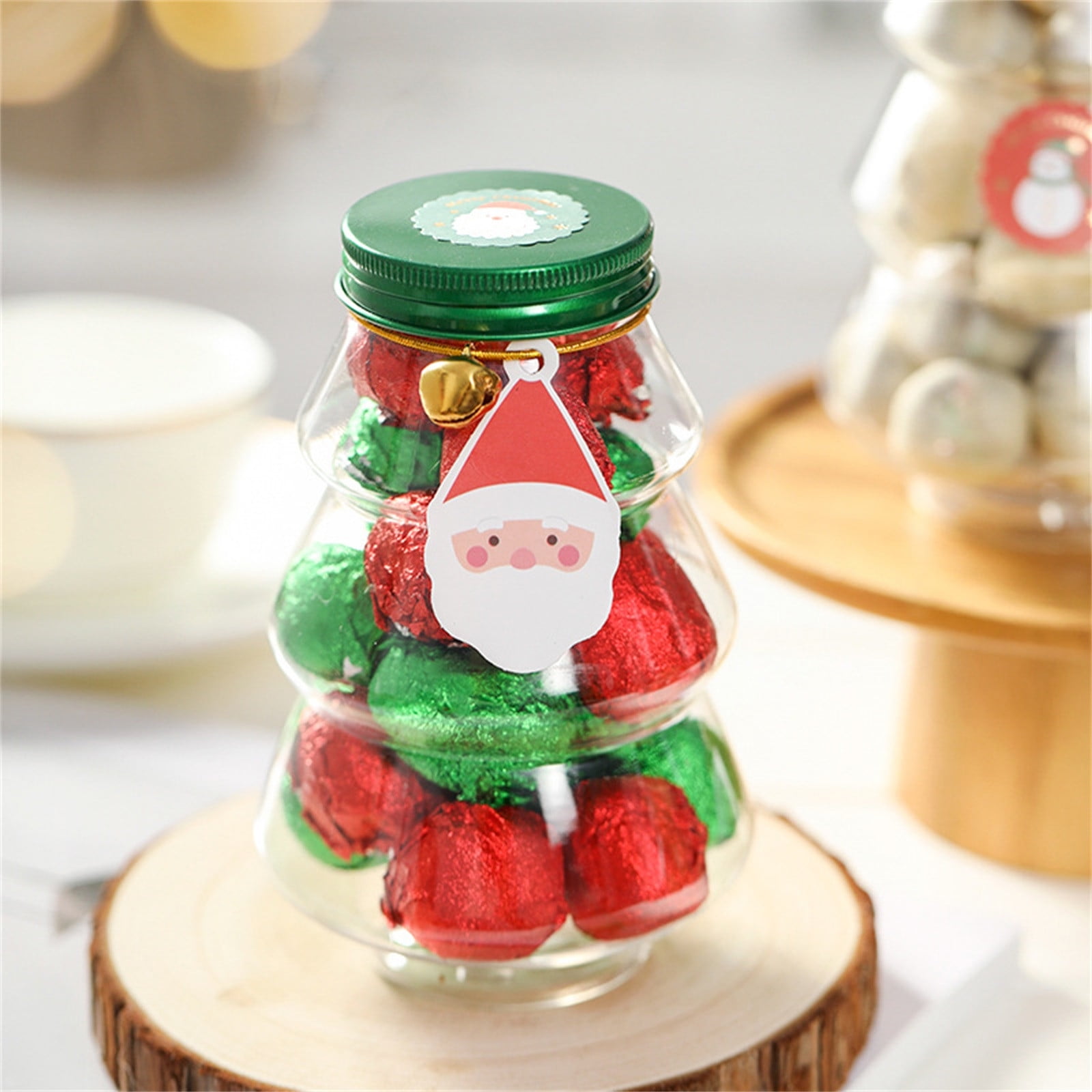 Fridja Plastic Candy Jars with Lids Cookie Jars Christmas Tree Sweet Jar  Christmas Tree Children's Snacks Cookies Candy Box