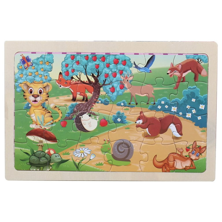 Fridja Puzzles for Kids Ages 3-5 24 PCs Wooden Puzzles Animal Jigsaw  Puzzles with Wooden Bracket Age 3+ Educational Preschool Toys 