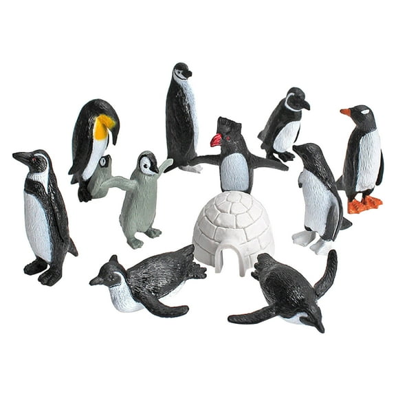 Fridja Realistic Arctic Penguin Figurines Toy Playset Winter Habitat Adventure Toys Early Educational Toys Cake Decoration Christmas Birthday Party Supplies Decorative Accessory 11PCS
