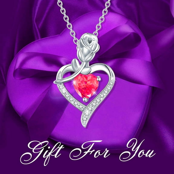 Fridja Rose Love Heart Diamond Rose Pendant Necklace Mother's Day Gift Jewelry