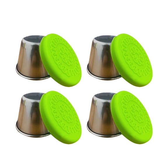 Fridja Salad Dressing Container To Go Pack of 4 Small Condiment Containers with Leakproof Silicone Lids, 1.6oz Kids Sauce Cups Stainless Steel Dips Food Storage for Lunch Box Picnic Travel