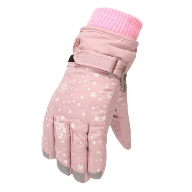 Fridja Snow Gloves for 512 Years Old Kids Ski Winter Gloves Rose