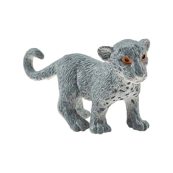 Fridja Snow Leopard Figurine Realistic Hand Painted White Leopard Figure Wild Animals Figurine for Animal Collection