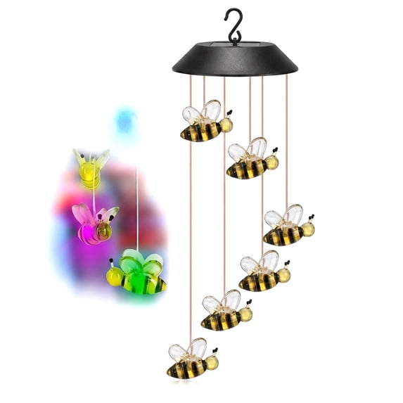 Fridja Solar Bee Toy Wind Chime 25 Inch Outdoor Bee Toy Decorative Wind Chime