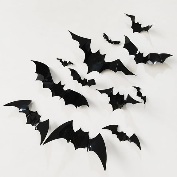 Fridja Three-Dimensional Cartoon Bat Decoration Stickers Pack Of 12 Halloween Decorations