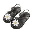 thumbnail image 1 of Dengmore Toddler Sandles Girls Jelly Sandals Rubber Sole Closed Toe Princess Flat Flower Summer Shoes, Black, 2-9 Years Old, 1 of 6