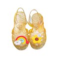 thumbnail image 1 of Fridja Toddler Sandles Girls Jelly Sandals Rubber Sole Closed Toe Princess Flat Rainbow & Flower Summer Shoes, Orange, 2-9 Years Old, 1 of 9
