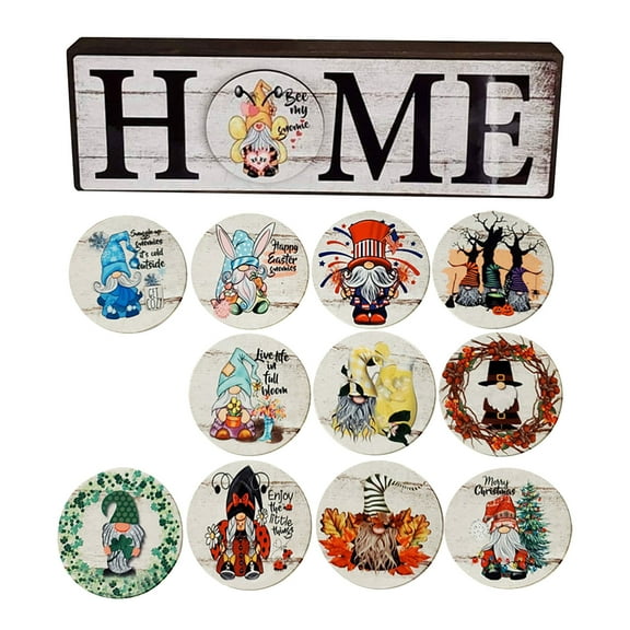 Fridja Twelve Interchangeable Round Card Removable Combination Faceless Doll Ornaments for Home Decor