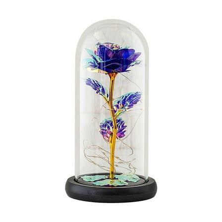 Fridja Valentine's Day Gift for Women Purple Rose Birthday Gifts for Her Rose Enchanted Warm Light Led Flower Galaxy Rose Light in Glass Dome, Unique Gifts for Her Wedding , Anniversary