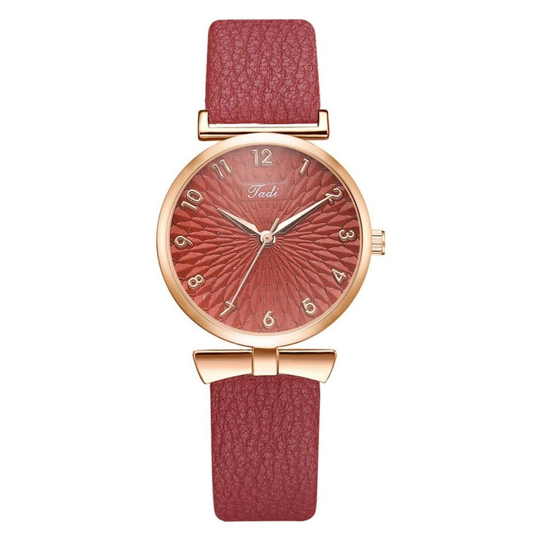 Ladies watches leather hot sale strap big face