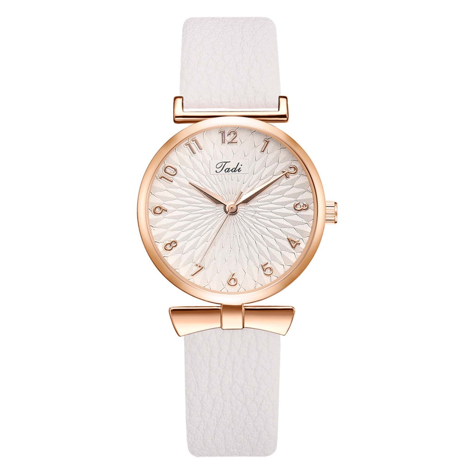 Ladies watches leather strap big deals face