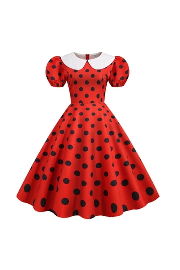 short flare formal dresses Black Cotton Poplin Fit and Flare Balloon Sleeves Short Dress 58