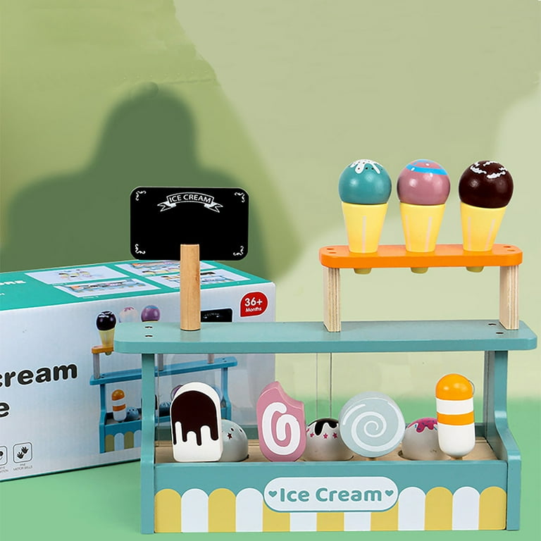 Fridja Kids Wooden Ice Cream Toys Set, Pretend Play Food Set