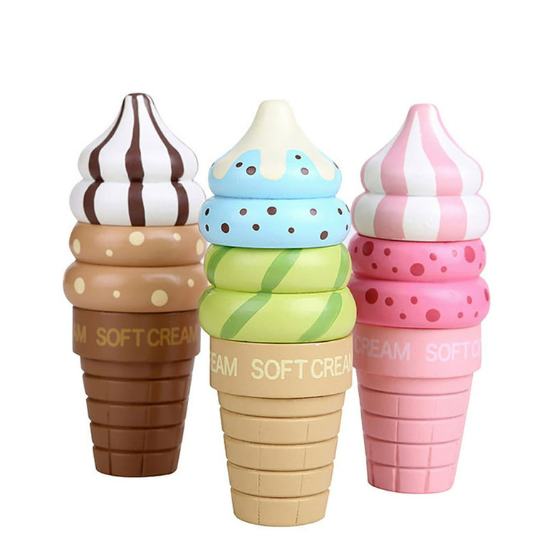 Melissa & Doug Scoop and Stack Ice Cream Cone Magnetic Play Set, Multicolor  - Pretend Food, Ice Cream Toy For Toddlers And Kids Ages 3+.