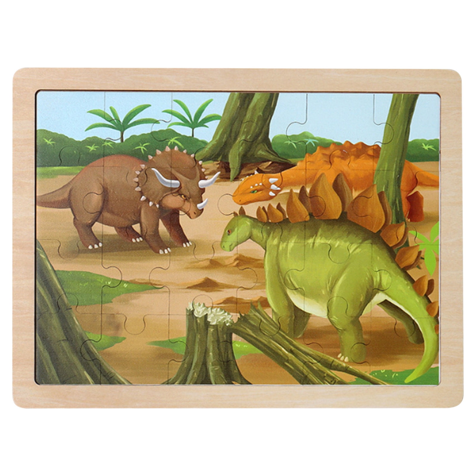Fridja Wooden Jigsaw Puzzles for Kids Ages 3-5 Years Old 24 Pieces,  Preschool Puzzle Toy Gift for Children Boys and Girls, Dinosaur Animal  Construction Theme 