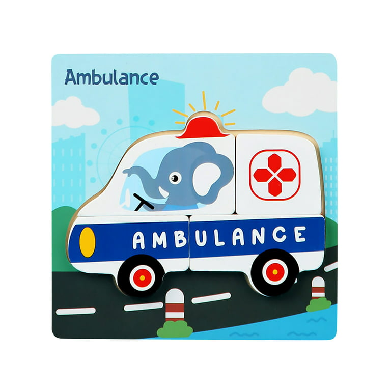 Fridja Wooden Puzzles for Toddler 1-3 Years Old Ambulance Wood Jigsaw  Puzzles for Boys Montessori Games and Educational Toys for Kids Wooden  Toddler Puzzles Present 