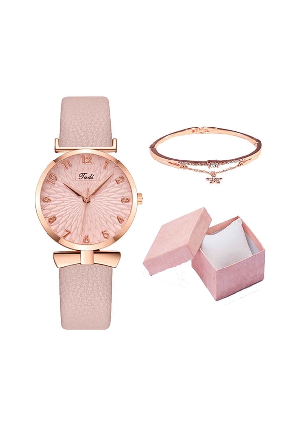 Wrist Watches for Women Waterproof Rose Cortical Steel Strip Style Women's Watch Luxury Leather Band Analog Quartz Wrist Watch Ladies Bracelet Gift Box Packaging