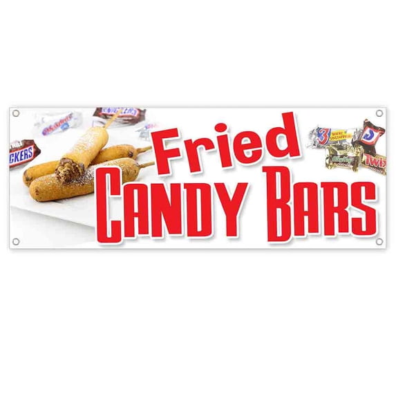 Fried Candy Bars 13 oz Vinyl Banner With Metal Grommets
