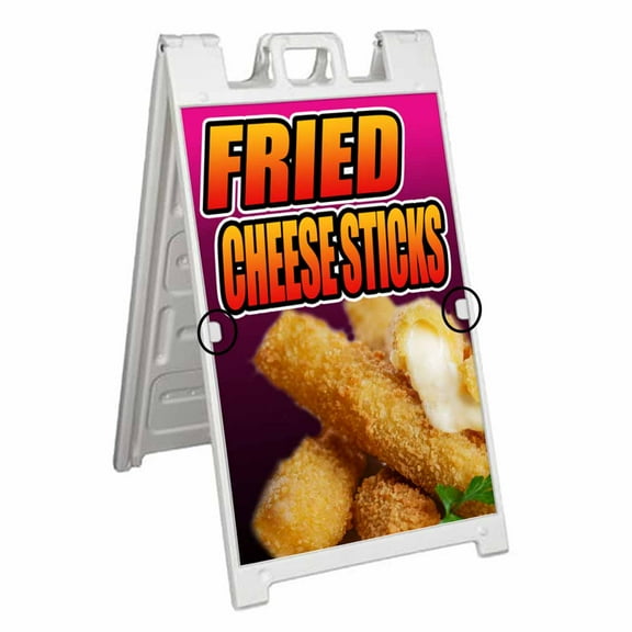 Fried Cheese Sticks (24" X 36") Deluxe A-Frame Signicade, Includes 2 Removable Panels & Stand