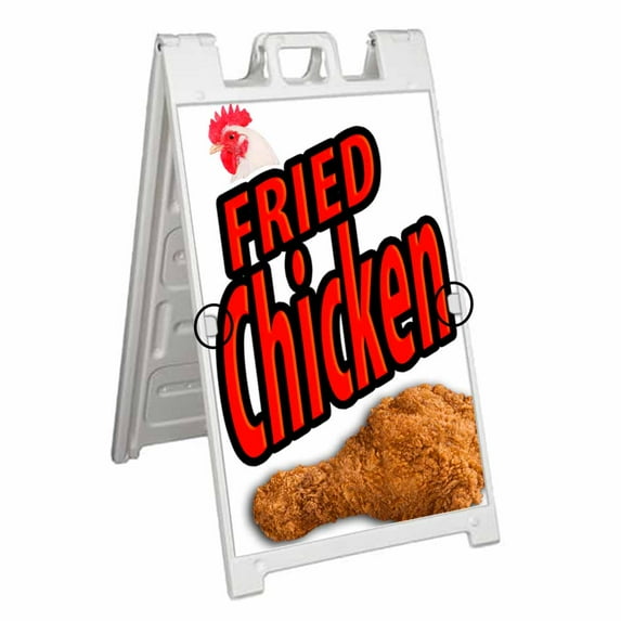 Fried Chicken (24" X 36") Deluxe A-Frame Signicade, Includes 2 Removable Panels & Stand