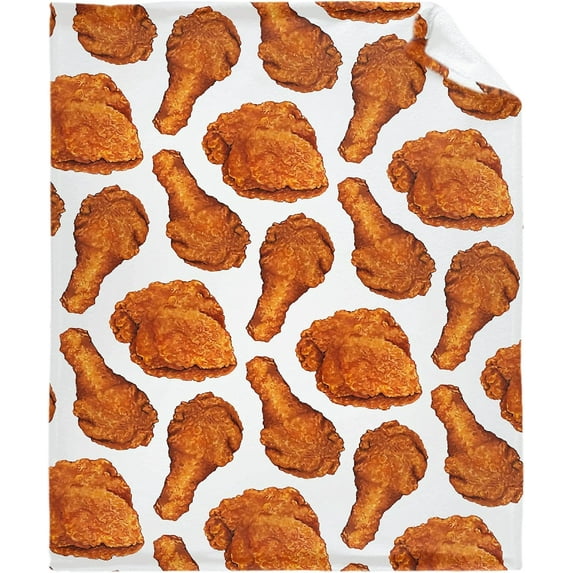 Fried Chicken Blanket Soft Cozy Warm Fleece Flannel Throw Food Blanket Micro Lightweight Blanket Gifts On Bed Sofa Couch Dorm All Season (S 50"x40" INCH for Kids)