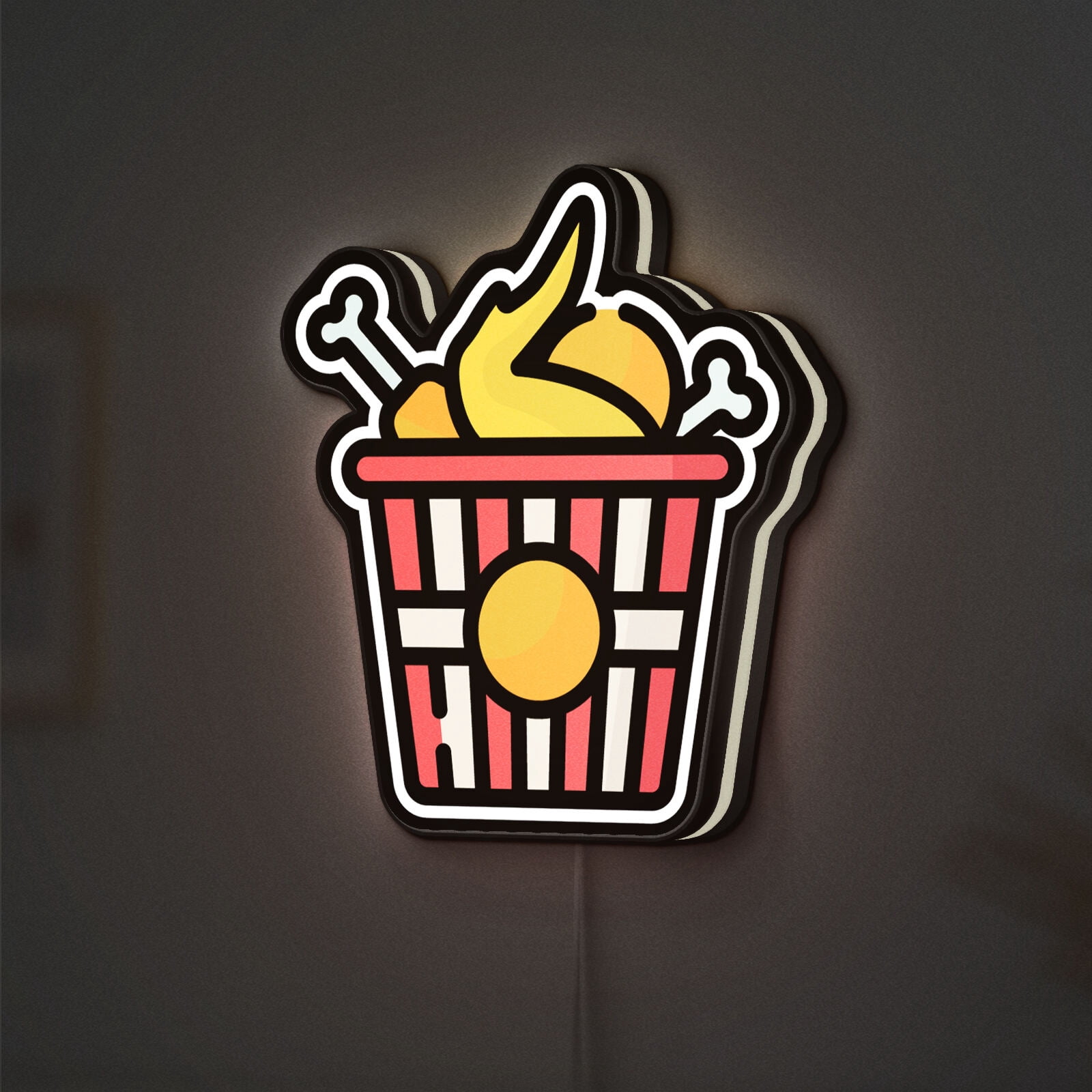 Fried Chicken Bucket 3D Novelty Light Box, Fast Food-Themed Lamp for ...