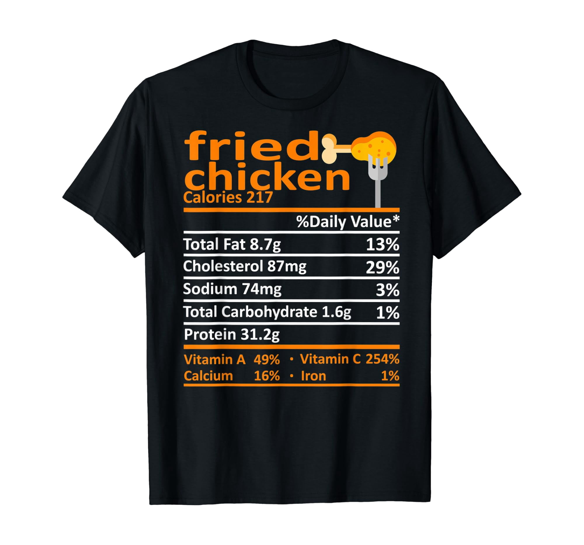 Chicken Factor Food Fried Chicken Nutrition Food Facts Thanksgiving Funny Xmas T-Shirt ...