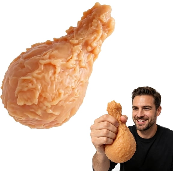 Fried Chicken Squishy, 8 Inch Giant Slow Rising Stress Relief Squeeze, Simulated Chicken Leg Novelty Fidget For Halloween Basket Stuffers Party Favors Anxiety