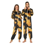 Fried Chicken Wings Adult Onesie Pajamas Slim Fit Christmas One Piece Suit Pjs for Women and Men Hooded Zipper