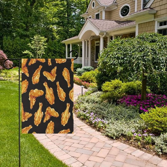 Fried Chicken Wings Garden Flag Double Sided 12 x 18 Inch Outside Yard Decoration Outdoor Flag