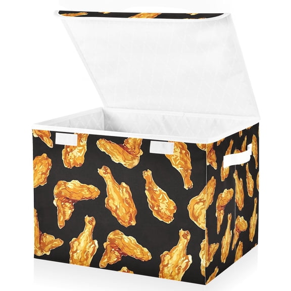 Fried Chicken Wings Storage Basket for Shelves Foldable Container Organizer for Organizing Toys Clothes Books with Handles