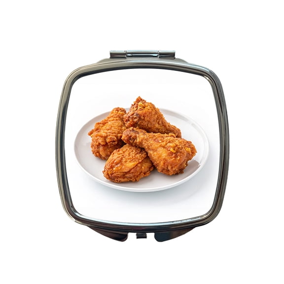 Fried Chicken Wings Travel Makeup Handbag Purse Small Pocket Compact Mirror