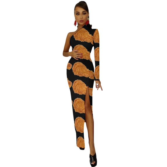 Fried Chicken meme Half Dleeve Split Dress prom dresses Dress women