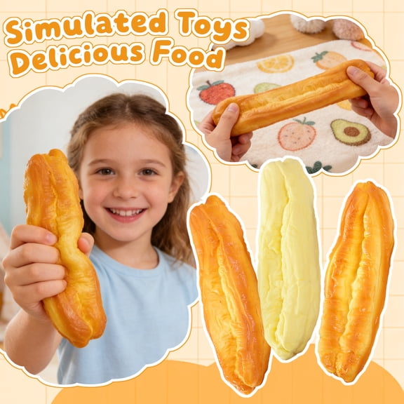 Fried Dough Squishy,Simulation Deep-Fried Slow-Rising Sensory Fidget for Stress Relief,Soft Squeeze Realistic Food Stress Ball,Quiet Stimming for Desk