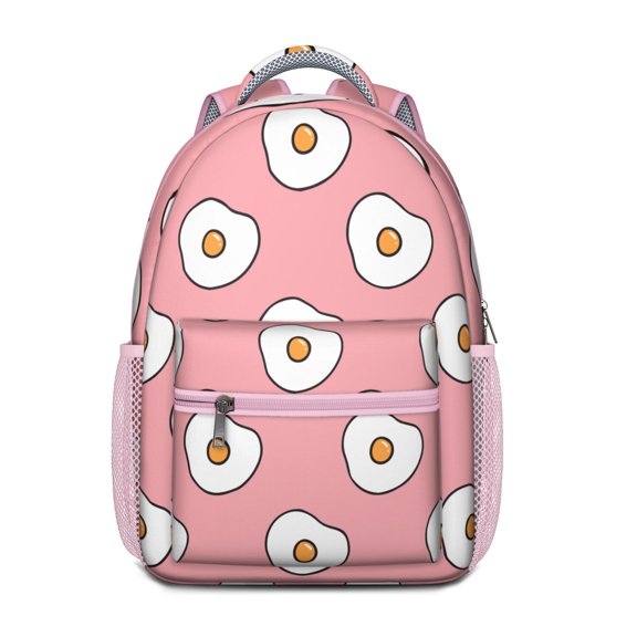 Fried Egg Design Waterproof School Backpack - Ergonomic Student Backpack with Spinal Support, Breathable & Lightweight for Teens, College Students & Commuters