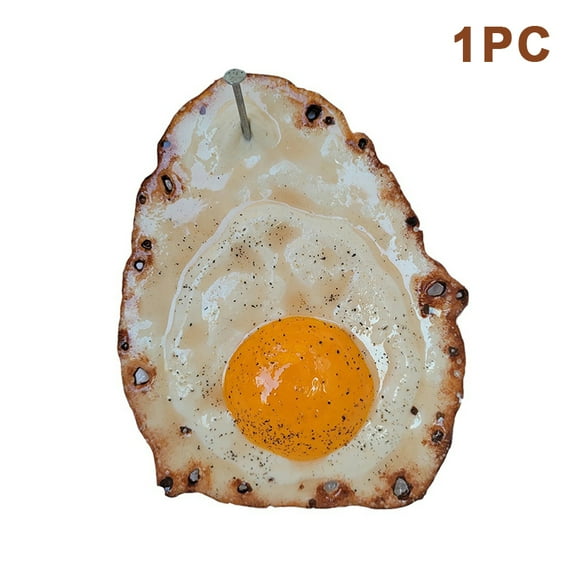 Fried Egg Hanging On A Nail, Funny Egg Sculptures Decoration Thrown On The Wall,