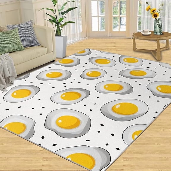 Fried Egg Pattern Area Rug, Fried Egg Pattern Rug Fried Egg Rugs for Bedroom Fried Egg Rugs for Boys Room Fried Egg Print Rugs for Living Room Home Decor Floor Mats 2 x 3ft