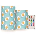 thumbnail image 1 of Fried Egg Pattern Flameless LED Candle Set with Remote, Battery Operated Color Changing Pillar Candles, Set of 2, 1 of 7