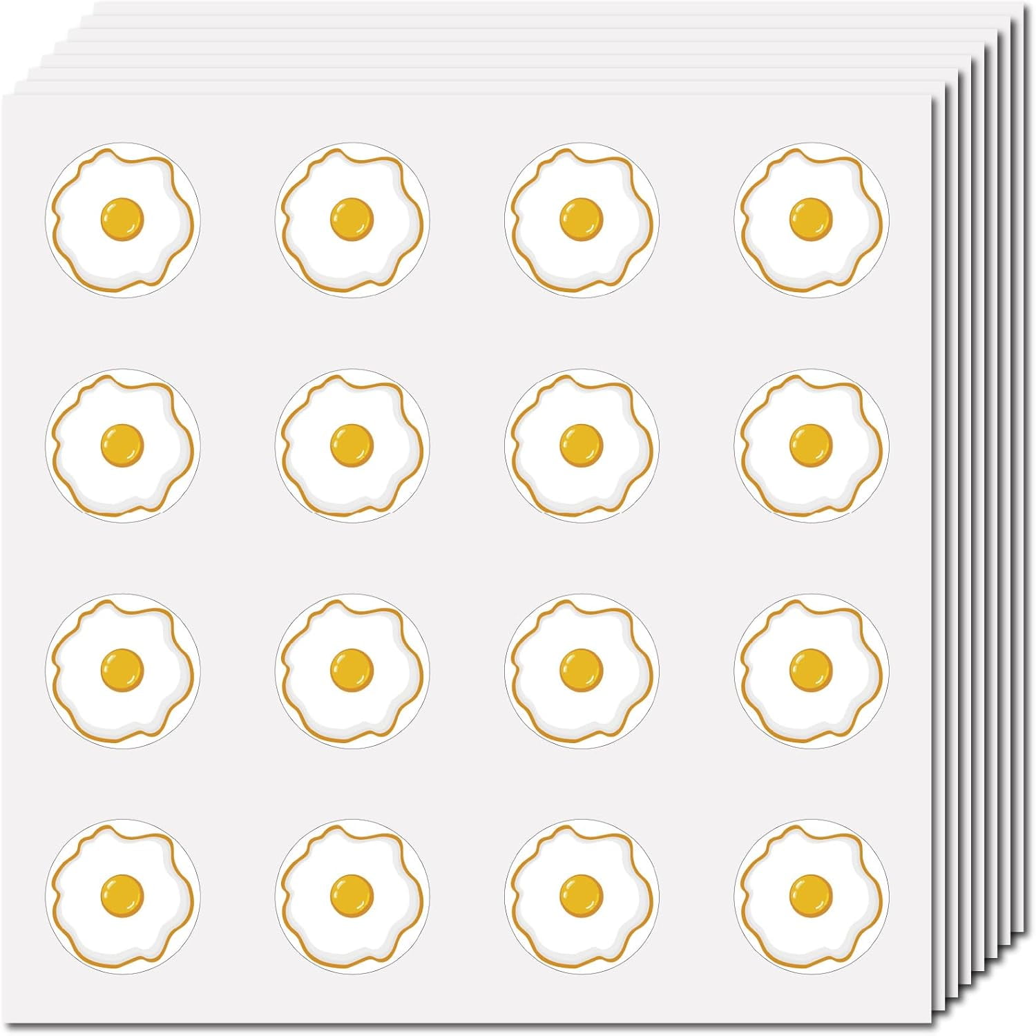 Fried Egg Stickers Cartoon Egg Stickers Plastic Waterproof Small Round ...