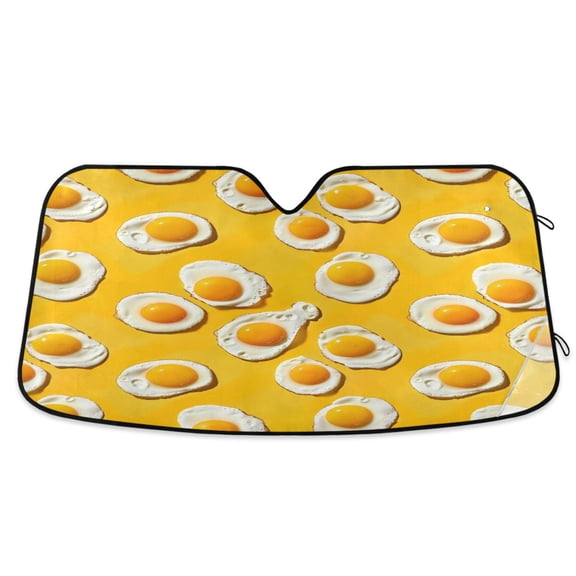 Fried Eggs Car Windshield Sun Shade Foldable Car Front Window Visor Heat and UV Protection 53x23.5