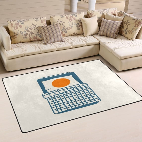 Fried Eggs Soft Polyester Area Rug 60''x39'', Non Slip, Memory Foam, Water Absorbent