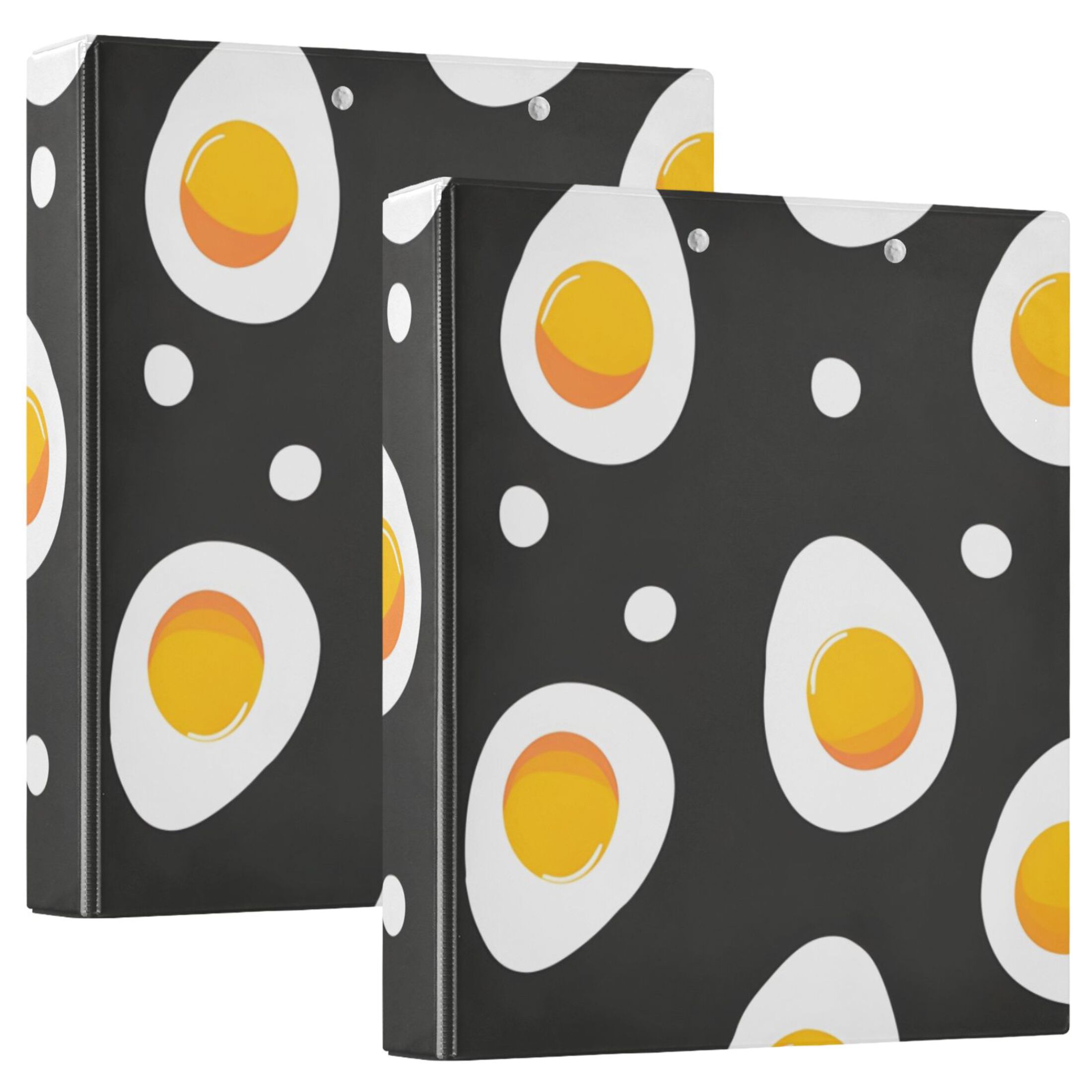 Fried Eggs and Polka Dots Hardcover 3 Ring Binder 1.5 inch Round Rings