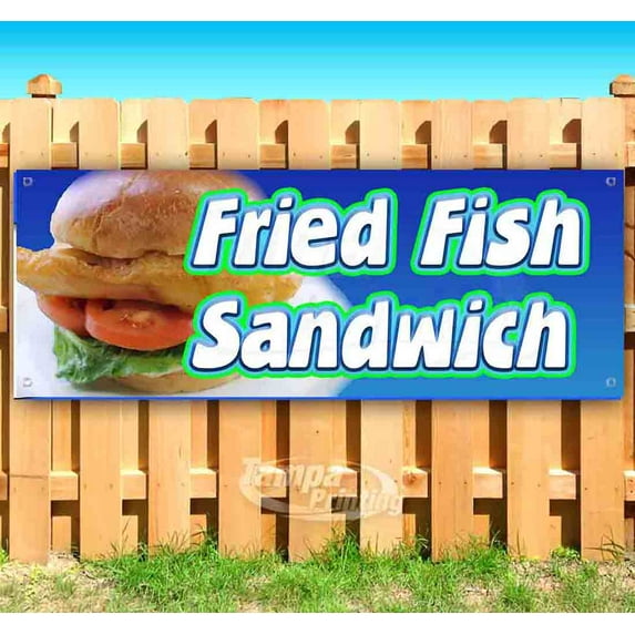Fried Fish Sandwich 13 oz Vinyl Banner With Metal Grommets
