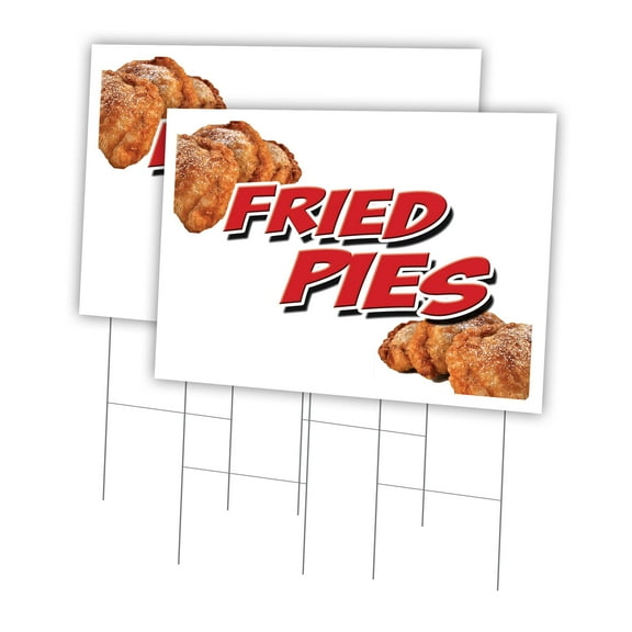 Fried Pies 2 Pack Of 24" x 36" Yard Sign & Stake | Advertise Your Business | Stake Included Image On Front Only | Made in The USA